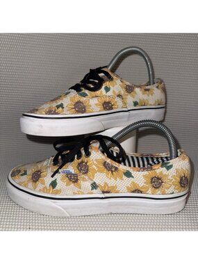Vans Slip On Sunflower Floral Casual Canvas Lace Up Shoes Sneakers Womens Size 8